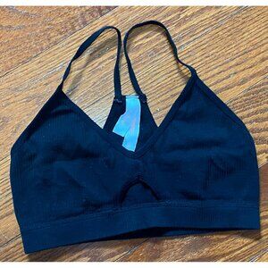 Colsie Women's Bralette Black Ribbed with triangle cutout Size Small